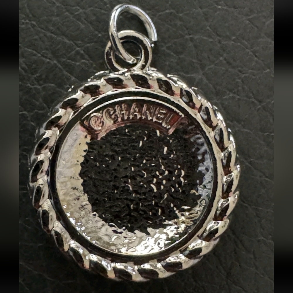 CHANEL Stamped Silver Medallion Pendant/Zipper Pull Replacement - Picture 2 of 3